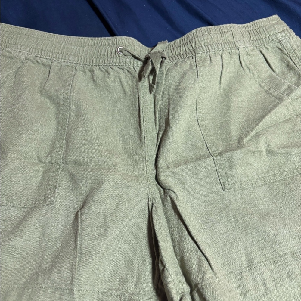 Nautica women’s linen shorts Olive Green Casual Shorts